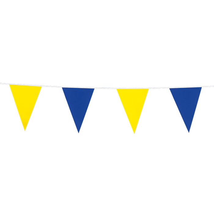 Blå og Gul Flagguirlande - Flag 20 x 30 cm - 10 meter