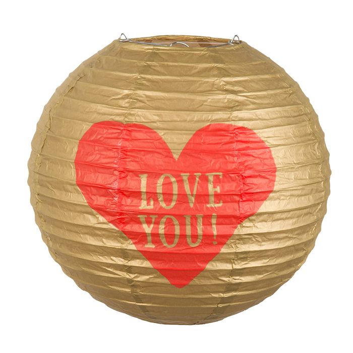 Love you round gold lantern - 25 cm