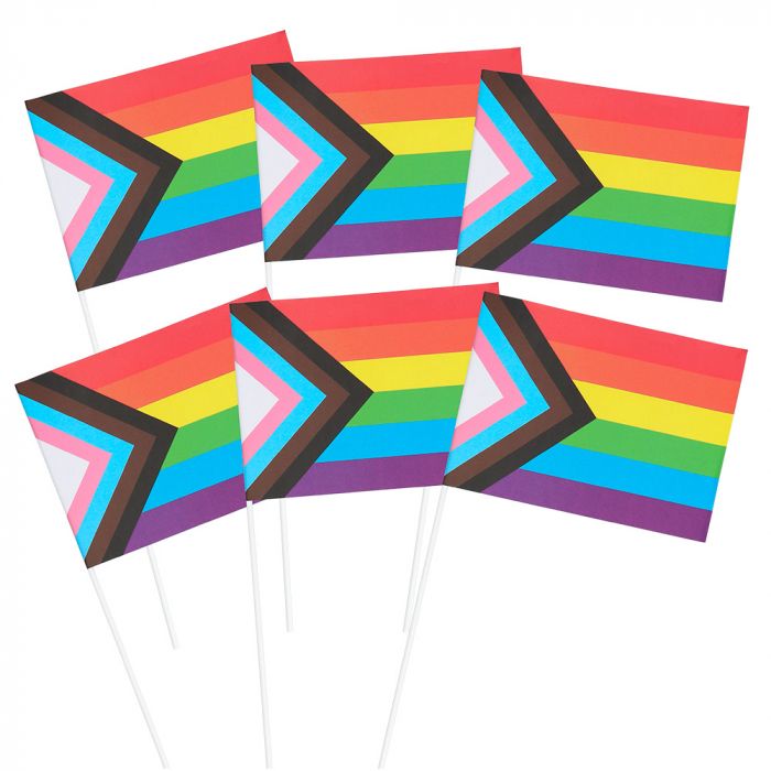 Progress pride flag on a stick 6x - 20x14 cm
