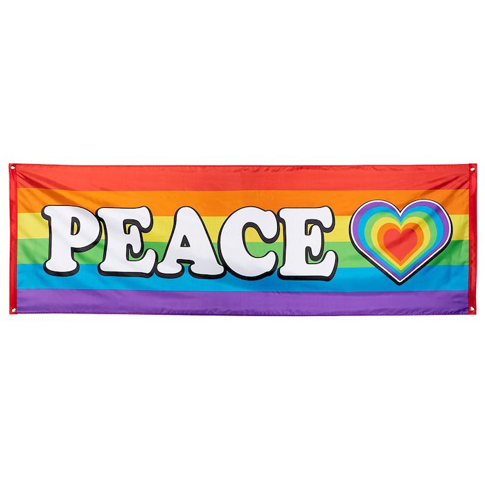 "Peace" rainbow-coloured banner - 74x220 cm