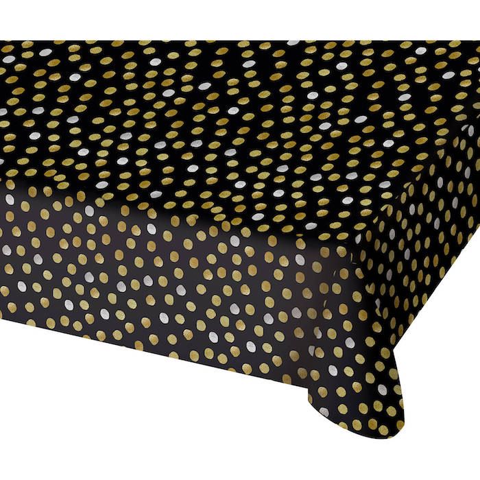 Black tablecloth with gold and silver dots - 130x180 cm