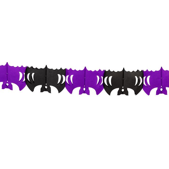 Black and purple bat paper garland - 6 m