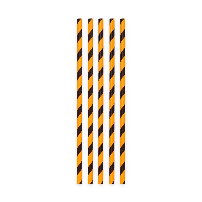 Black and orange striped Halloween paper straws 20x - 197x6 mm