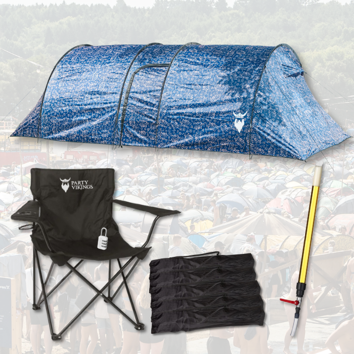 Festivalpakke 6 personer Premium - RAGNAR telt, festivalstol m.m.