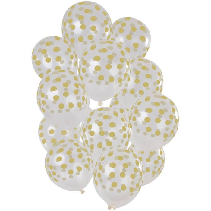 Gold dotted transparent balloons 15x - 30 cm