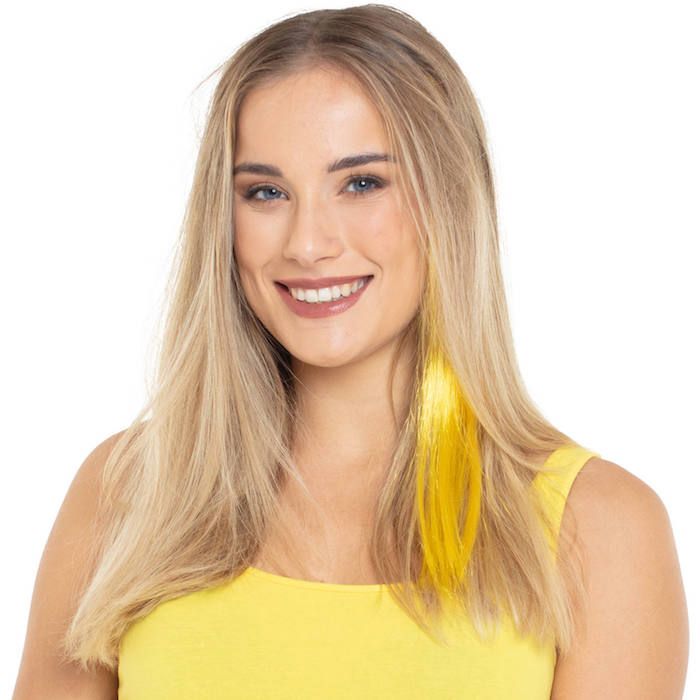 Neon yellow hair extension
