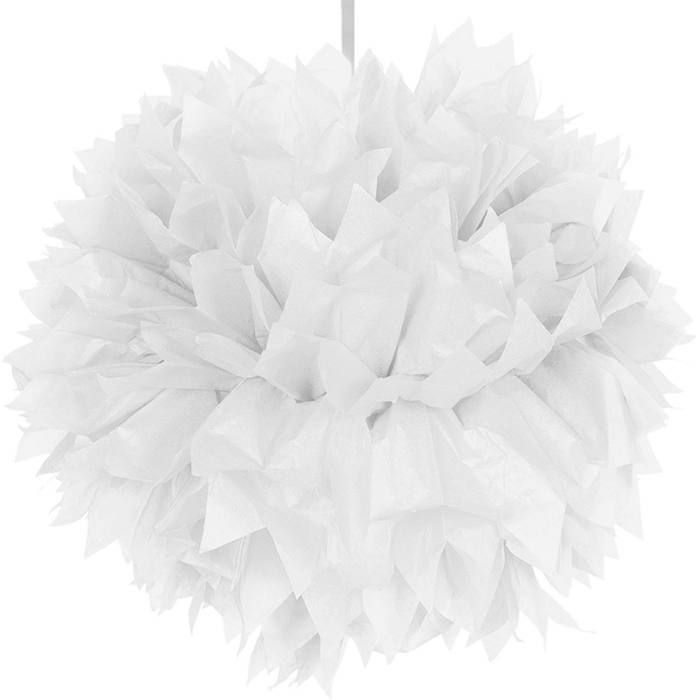 Hvid pompom - 30 cm