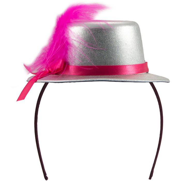 Silver metallic mini top hat 