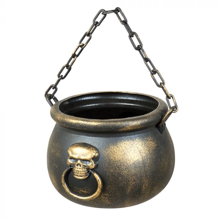 Witch Skeleton Cauldron Gold - 19x13 cm