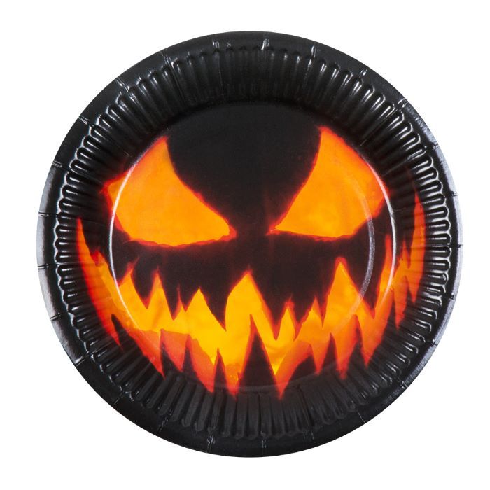 Spooky Halloween Pumpkin Paper Plates 10x - Ø 23 cm
