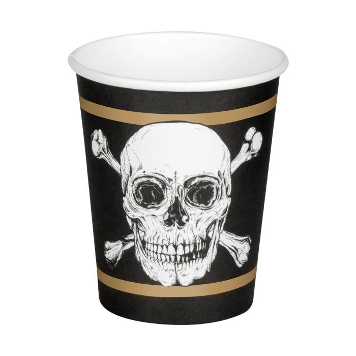 Pirate mug with skull and gold stripes 10x - 210 ml