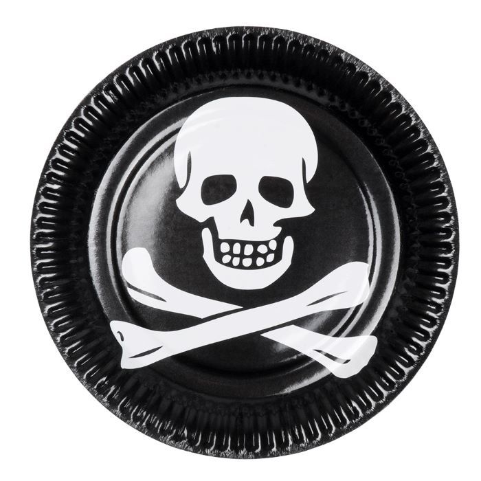 Pirate plates with skull design 10x - Ø 23 cm