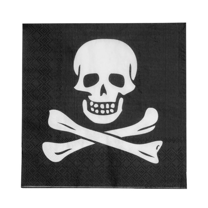 Pirate Napkins with Skull 20x - 33x33 cm