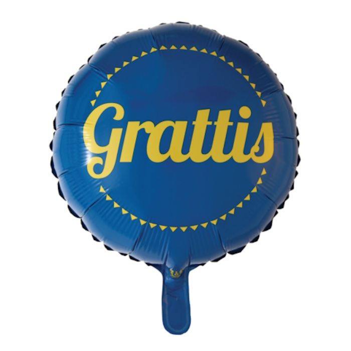 Blue and Yellow Grattis Foil Balloon - 45 cm