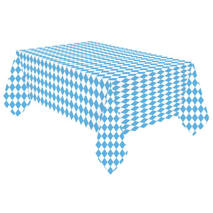 Oktoberfest paper tablecloth blue/white checkered - 115 x 175 cm