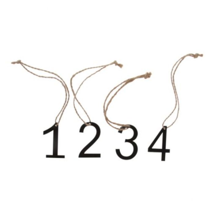 Adventstal til juledekoration i sort metal - 4x4 cm 