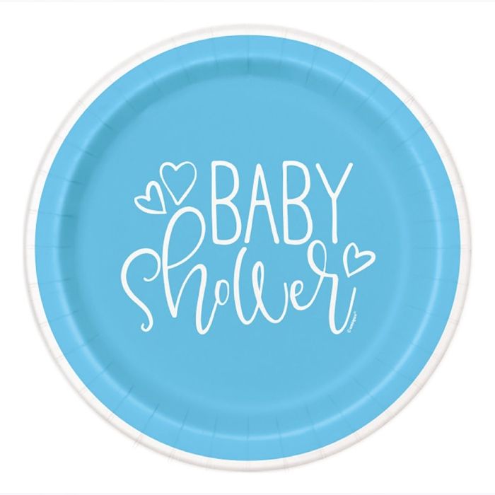 Baby shower paper plates boy blue 8x