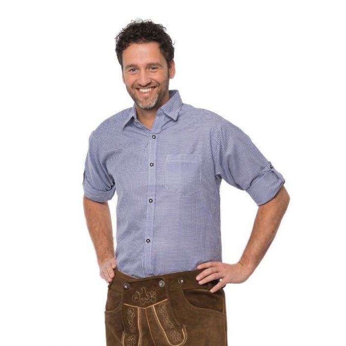 Oktoberfest Tyrolean shirt blue for men