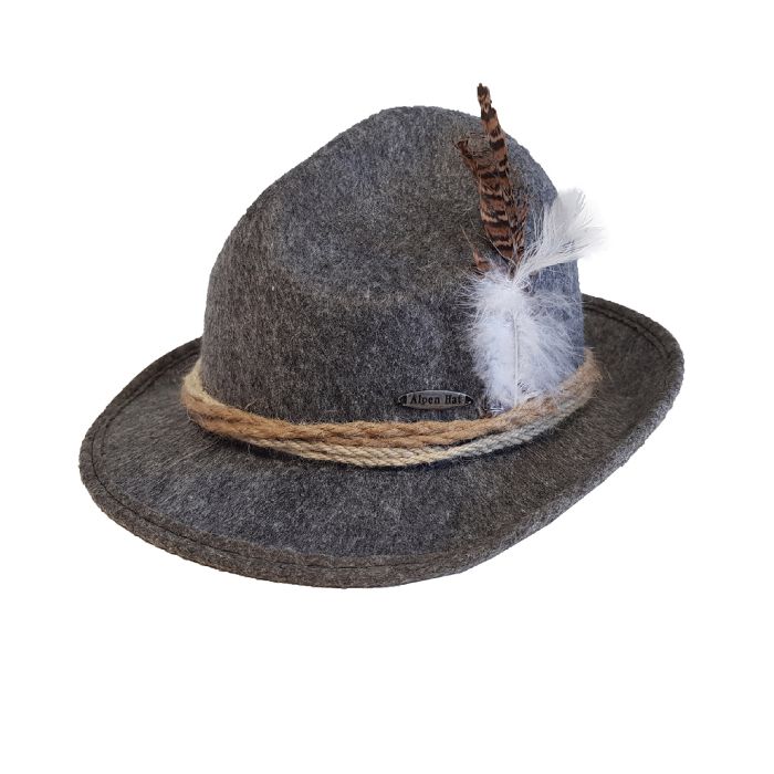 Tyrolean hat for Oktoberfest grey Alpen unisex one-size