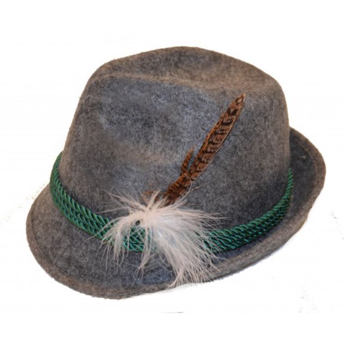 Tyrolean hat for Oktoberfest Bavaria grey unisex one-size