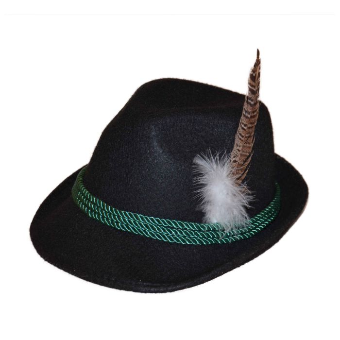 Tyrolean hat for Oktoberfest Bavaria black unisex one-size