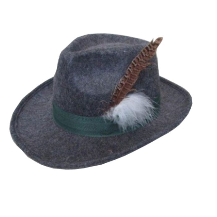 Tyrolean hat for Oktoberfest Bavaria grey deluxe unisex one-size