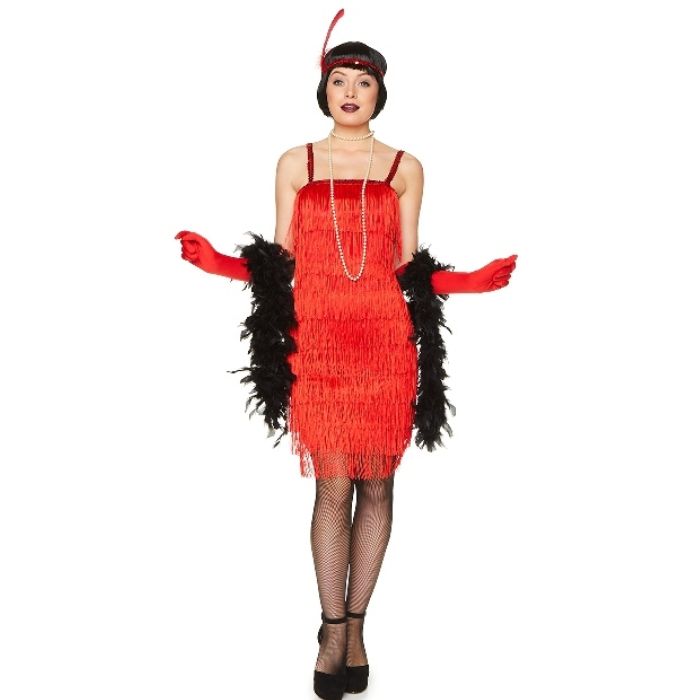 Retro 1920s red flapper costume for women