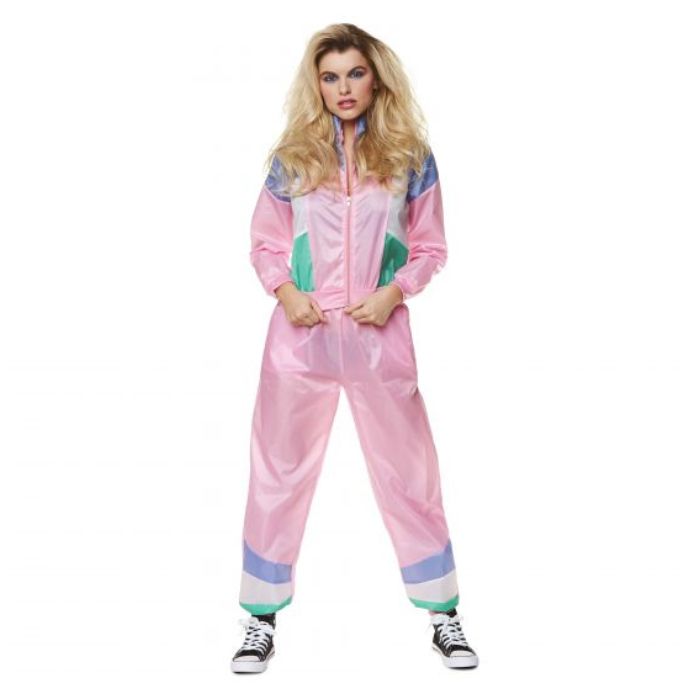 Pink retro tracksuit for women - 2 pieces