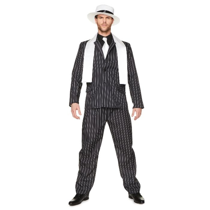 Retro black gangster boss costume