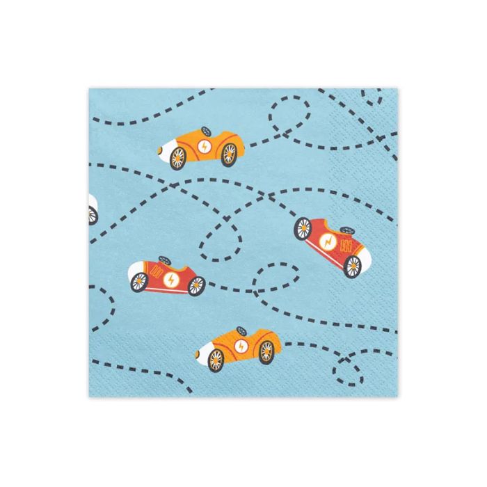 Blue napkins with car designs 12x - 33x33 cm
