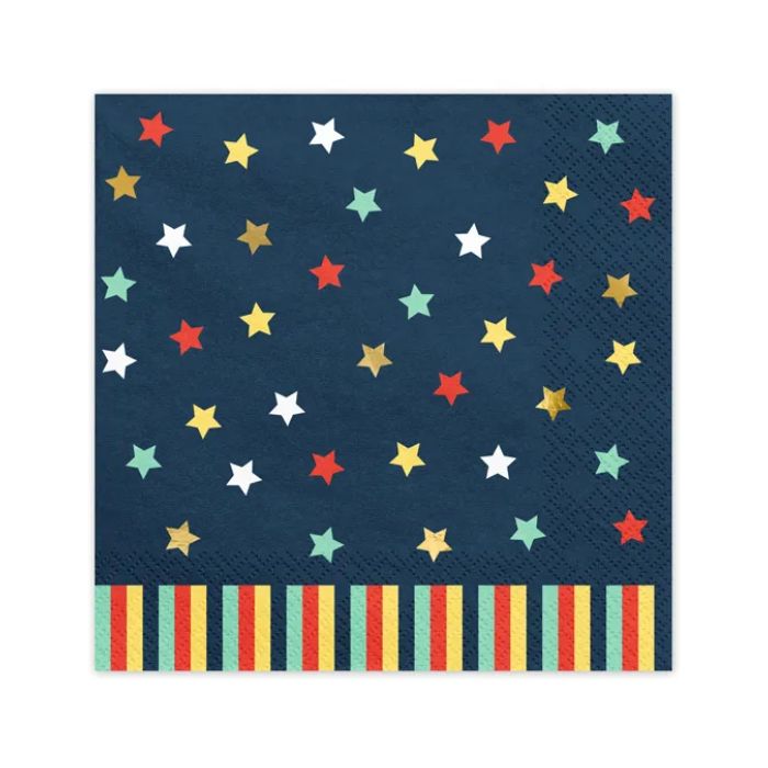 Navy napkins with stars 12x - 33x33 cm