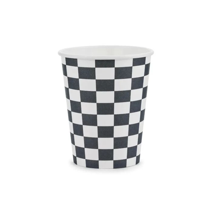 Paper cups with checkered flags 6x - 220 ml