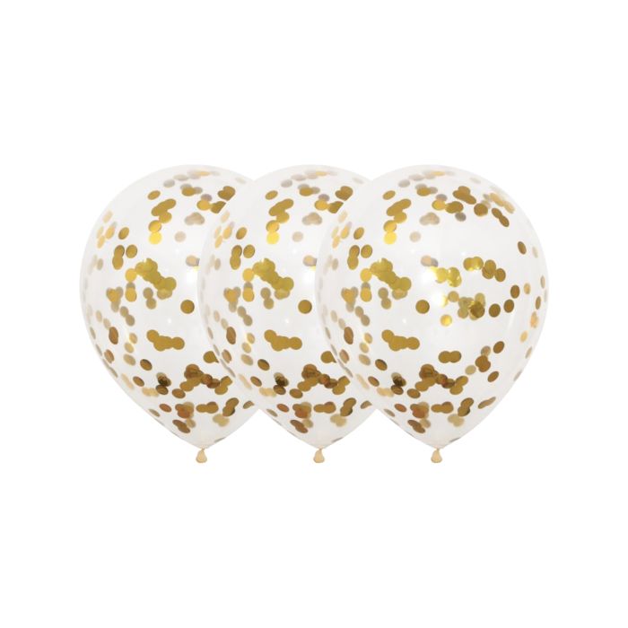 Transparent balloons with gold confetti 3x - 30 cm