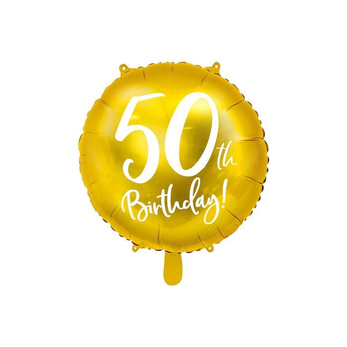 50 Års fødselsdagsballon Guld - 45 cm