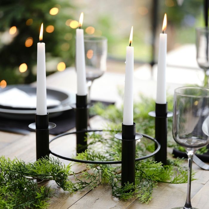 Round metal candlestick black 27.5 cm