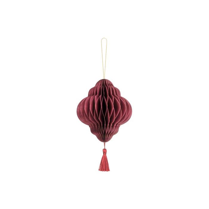 Dark red paper honeycomb with tassel - 15x13.2 cm