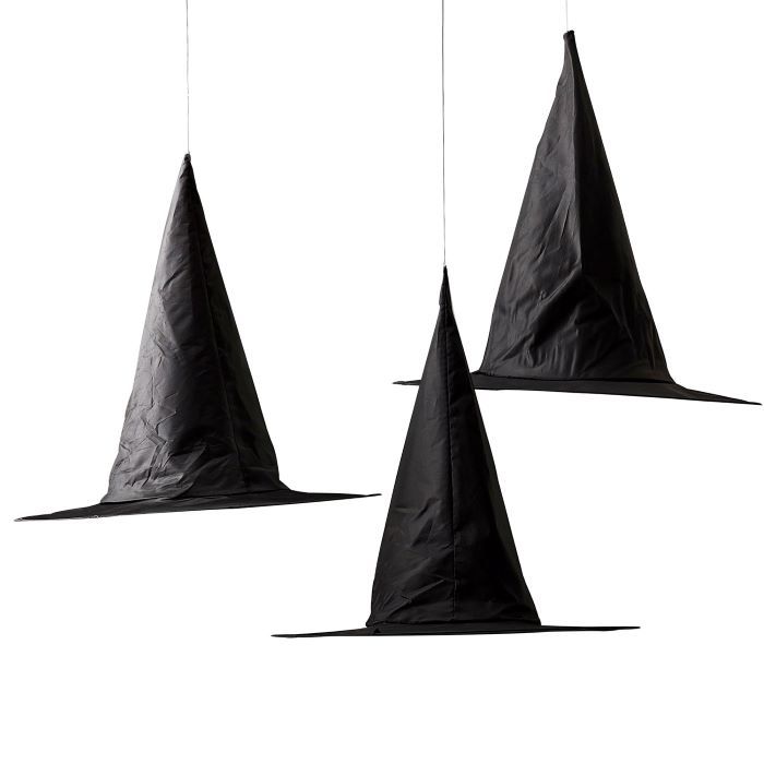 Sort hængende heksehat dekoration 3x - 50 cm