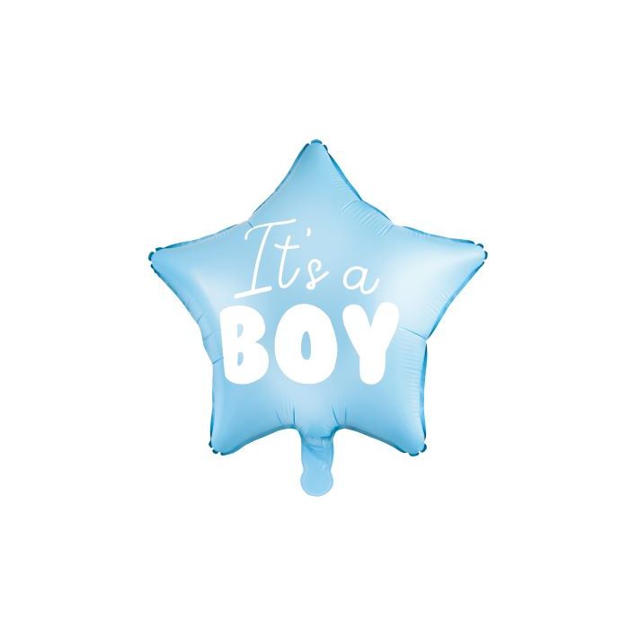 Light Blue Baby Shower Star Foil Balloon with White Text Boy - 48 cm