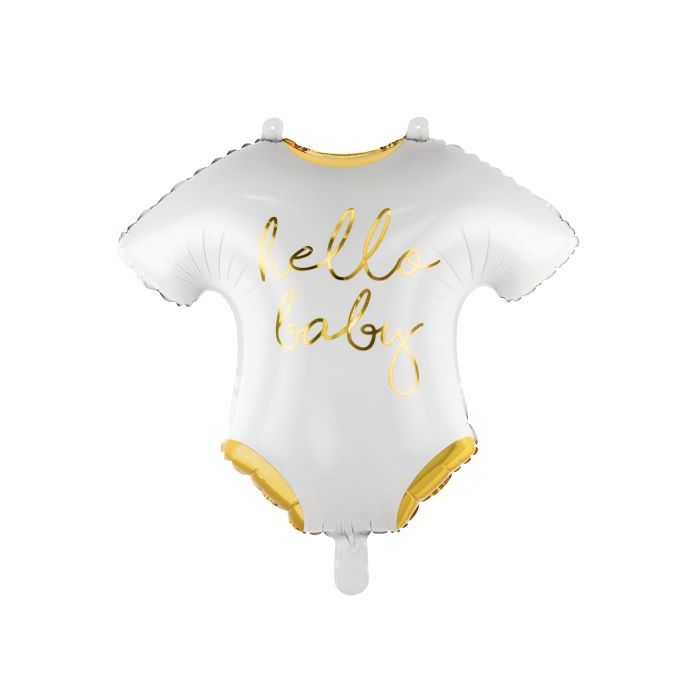 Baby bodysuit foil balloon in white with gold text - 51x45 cm