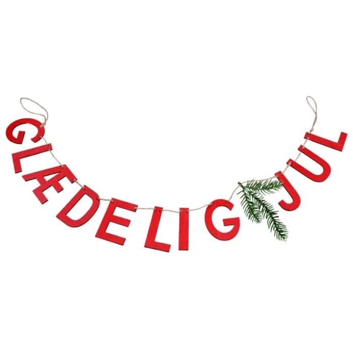 Merry Christmas garland with green pine branch 100x8 cm Det Gamle Apotek
