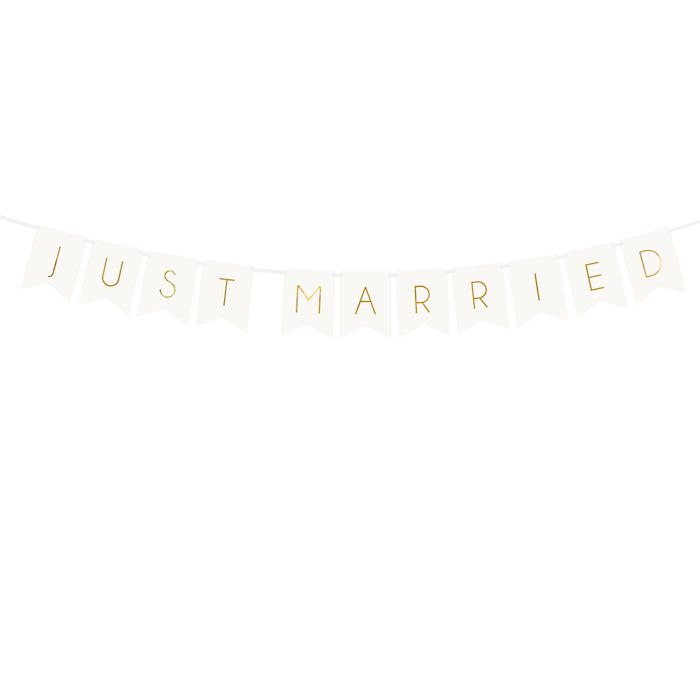 "Just Married" guirlande hvid og guld - 155 cm