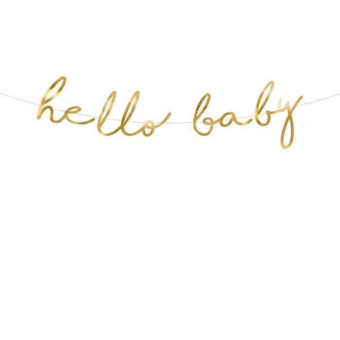 Hello Baby garland with gold lettering - 70x18 cm