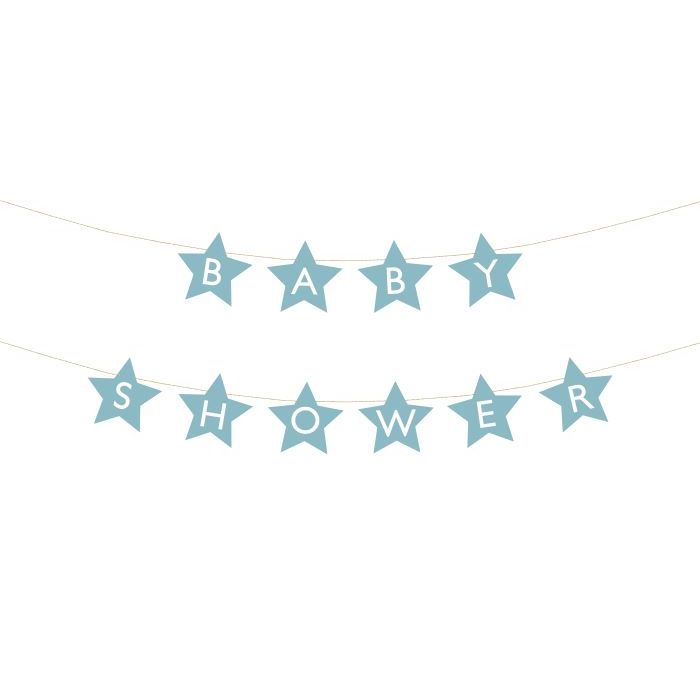 Light Blue Baby Shower Star Garland - 290x16.5 cm