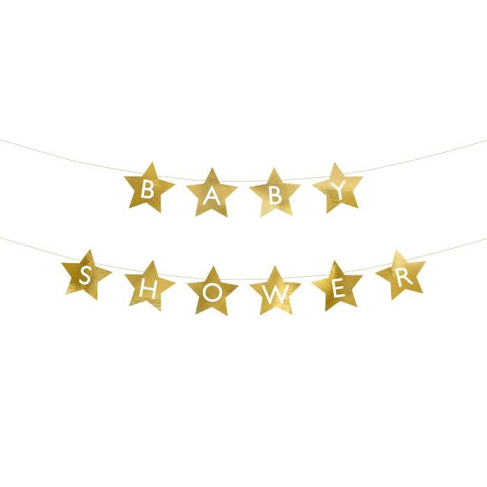 Gold baby shower star garland - 290x16.5 cm