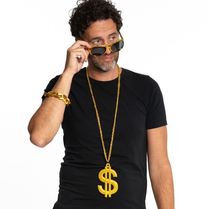 Gangster sæt i guld inkl. 3 dele