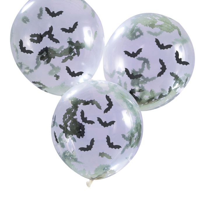 Halloween confetti balloons with bat confetti 5x