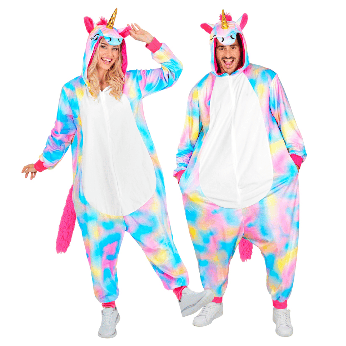 Regnbue enhjørning kostume onesie - unisex