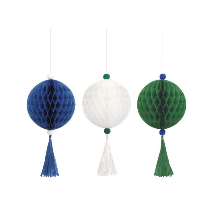 Honeycomb decoration kit with fringes 3x 