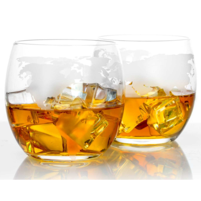 Whisky Decanter Globe With Glasses