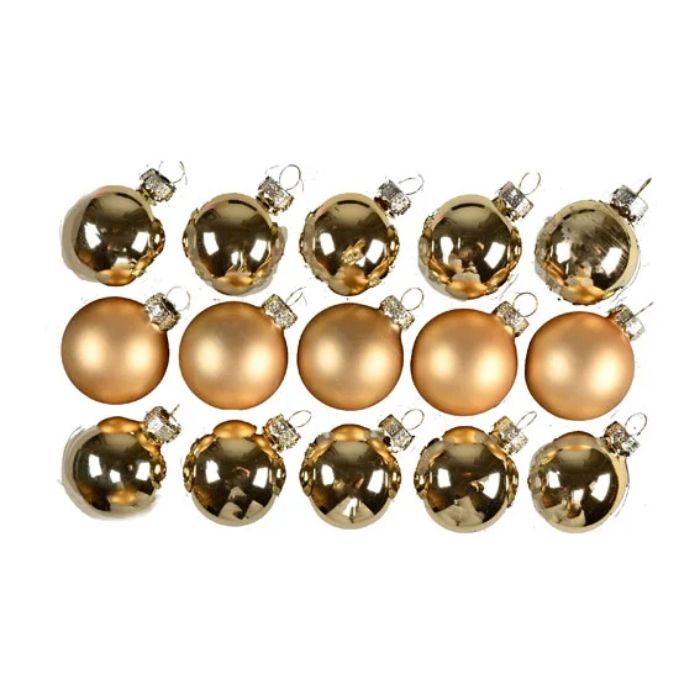 Christmas baubles in matte and shiny gold 15x The Old Pharmacy